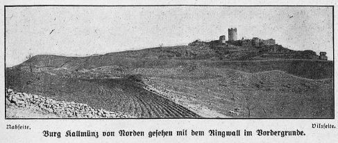 Burgruine Kallmünz mit Ringwall von Norden - historische Aufnahme