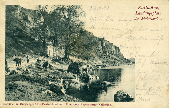 alte Postkarte Kallmünz - Schiffsnalegestelle